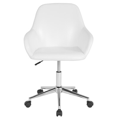 Flash Furniture Cortana LeatherSoft Swivel Mid-Back Home and Office Chair, White (DS8012LBWH)