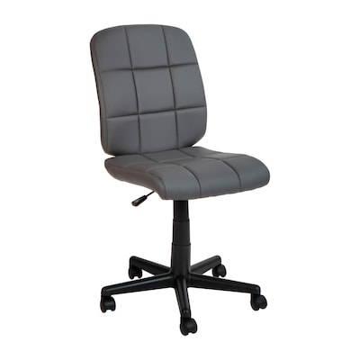 Flash Furniture Clayton Armless Vinyl Swivel Mid-Back Quilted Task Office Chair, Gray (GO16911GY)