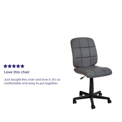 Flash Furniture Clayton Armless Vinyl Swivel Mid-Back Quilted Task Office Chair, Gray (GO16911GY)