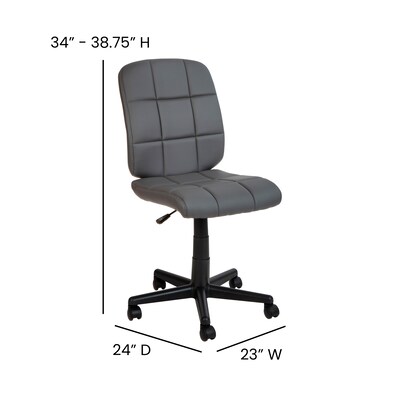 Flash Furniture Clayton Armless Vinyl Swivel Mid-Back Quilted Task Office Chair, Gray (GO16911GY)