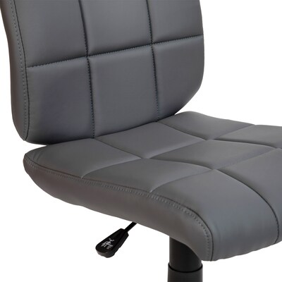 Flash Furniture Clayton Armless Vinyl Swivel Mid-Back Quilted Task Office Chair, Gray (GO16911GY)