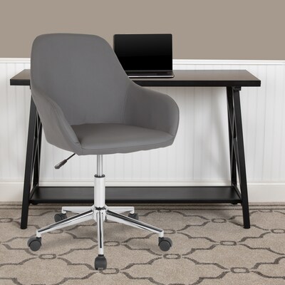 Flash Furniture Cortana LeatherSoft Swivel Mid-Back Home and Office Chair, Gray (DS8012LBGRY)