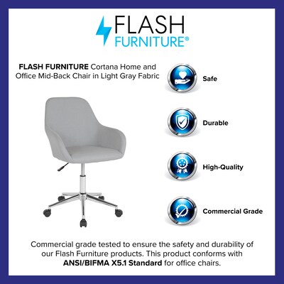 Flash Furniture Cortana Fabric Swivel Mid-Back Home and Office Chair, Light Gray (DS8012LBLTGF)