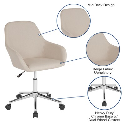 Flash Furniture Cortana Fabric Swivel Mid-Back Home and Office Chair, Beige (DS8012LBBGEF)