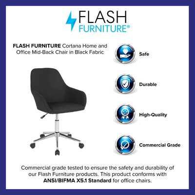 Flash Furniture Cortana Fabric Swivel Mid-Back Home and Office Chair, Black (DS8012LBBLKF)