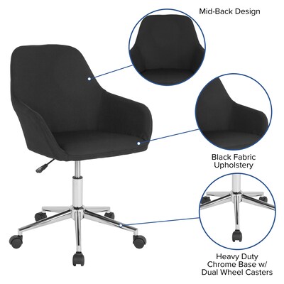 Flash Furniture Cortana Fabric Swivel Mid-Back Home and Office Chair, Black (DS8012LBBLKF)