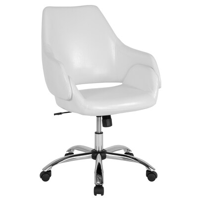 Flash Furniture Madrid LeatherSoft Swivel Mid-Back Home and Office Chair, White (CH177280WH)
