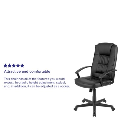 Flash Furniture Biscayne LeatherSoft Swivel High Back Padded Task Office Chair, Black (CH197051X000BK)