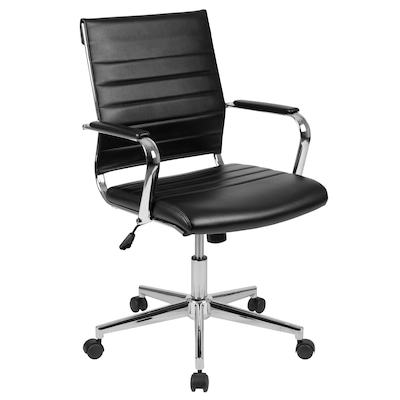 Flash Furniture Hansel LeatherSoft Swivel Mid-Back Executive Office Chair, Black (BT20595M1BK)