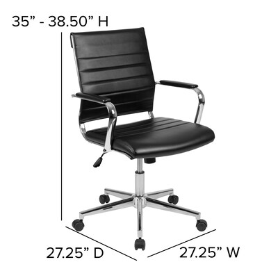 Flash Furniture Hansel LeatherSoft Swivel Mid-Back Executive Office Chair, Black (BT20595M1BK)