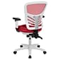Flash Furniture Nicholas Ergonomic Mesh Swivel Mid-Back Multifunction Executive Office Chair, Red/White Frame (HL0001WHRED)