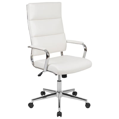 Flash Furniture Hansel LeatherSoft Swivel High Back Executive Office Chair, White (BT20595H2WH)