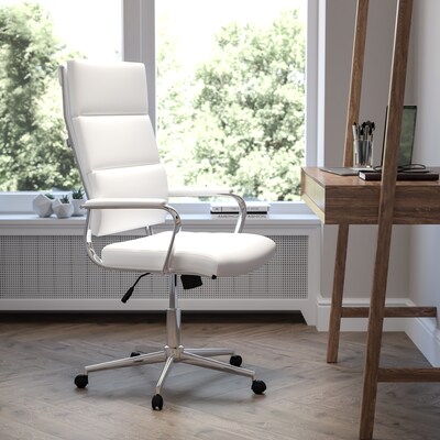 Flash Furniture Hansel LeatherSoft Swivel High Back Executive Office Chair, White (BT20595H2WH)