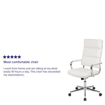 Flash Furniture Hansel LeatherSoft Swivel High Back Executive Office Chair, White (BT20595H2WH)