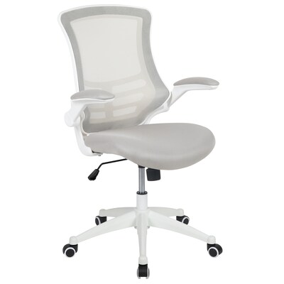 Flash Furniture Kelista Ergonomic Mesh Swivel Mid-Back Task Office Chair, Light Gray with White Frame (BLX5MWHGY)