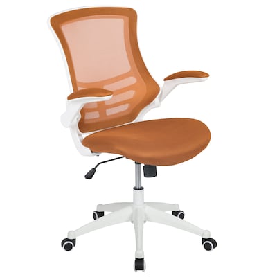 Flash Furniture Kelista Ergonomic Mesh Swivel Mid-Back Task Office Chair, Tan with White Frame (BLX5
