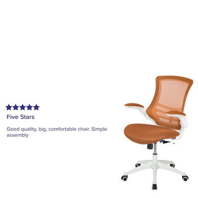 Flash Furniture Kelista Ergonomic Mesh Swivel Mid-Back Task Office Chair, Tan with White Frame (BLX5MWHTAN)