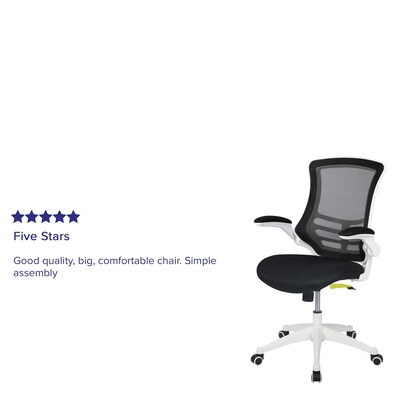 Flash Furniture Kelista Ergonomic Mesh Swivel Mid-Back Task Office Chair, Black with White Frame (BLX5MWHBK)