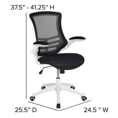 Flash Furniture Kelista Ergonomic Mesh Swivel Mid-Back Task Office Chair, Black with White Frame (BLX5MWHBK)