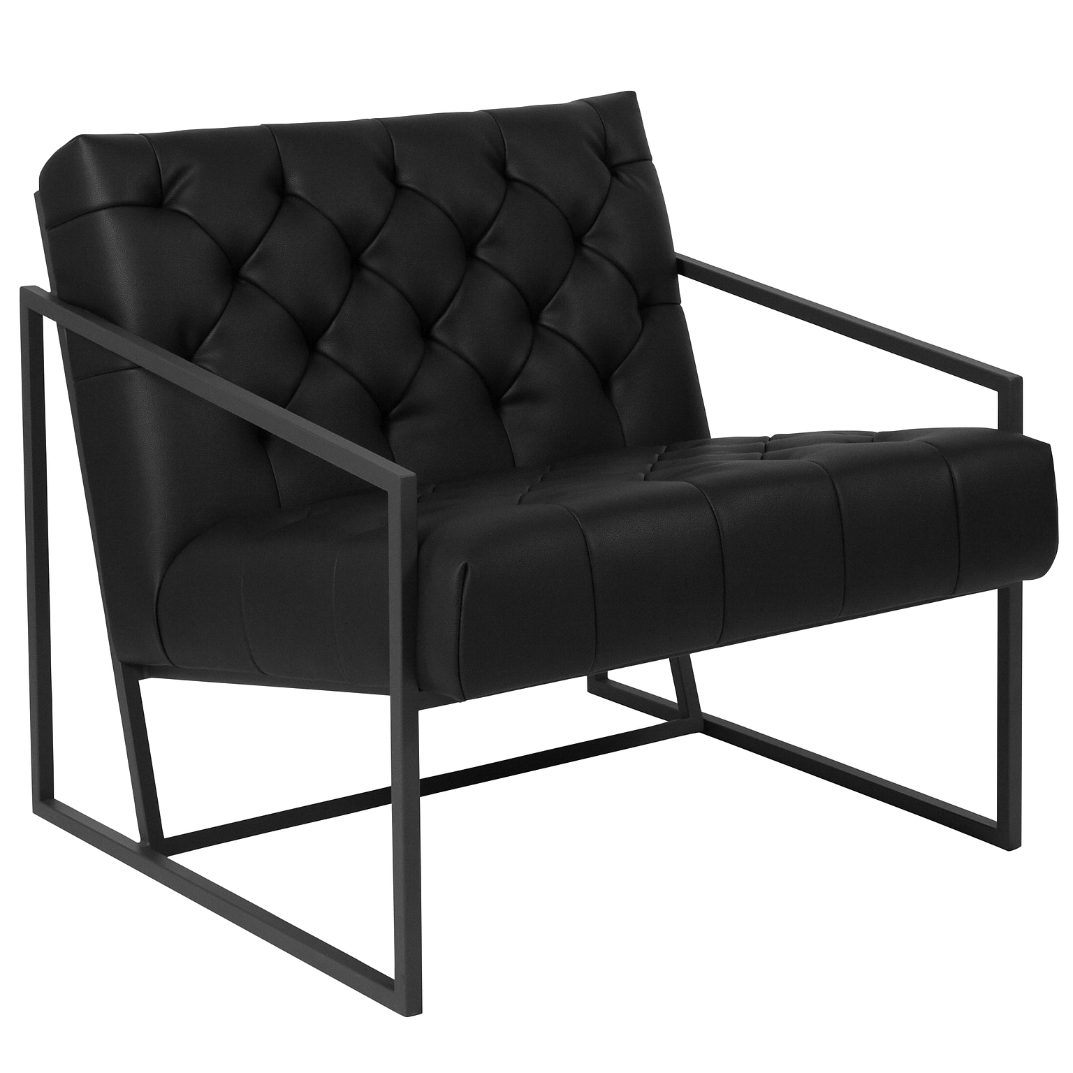 Flash Furniture Hercules Madison Series LeatherSoft Retro Tufted Lounge Chair, Black (ZB8522BK)