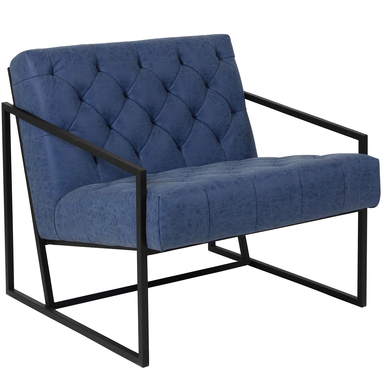 Flash Furniture Hercules Madison Series LeatherSoft Retro Tufted Lounge Chair, Blue (ZB8522BL)