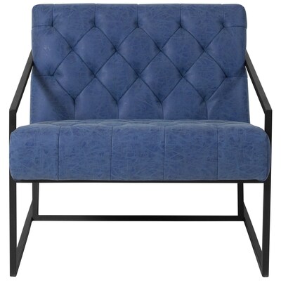 Flash Furniture Hercules Madison Series LeatherSoft Retro Tufted Lounge Chair, Blue (ZB8522BL)