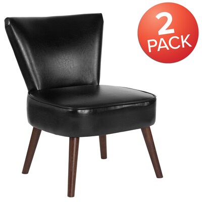 Flash Furniture Hercules Holloway Series LeatherSoft Retro Chair, Black, 2 Pack (2QYA02BK)