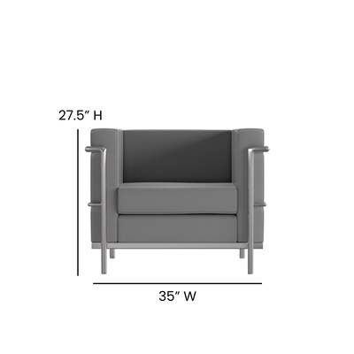 Flash Furniture Hercules Regal Series LeatherSoft Reception Set, Gray (ZBREGAL810SETGY)