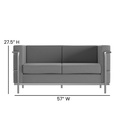Flash Furniture Hercules Regal Series LeatherSoft Reception Set, Gray (ZBREGAL810SETGY)