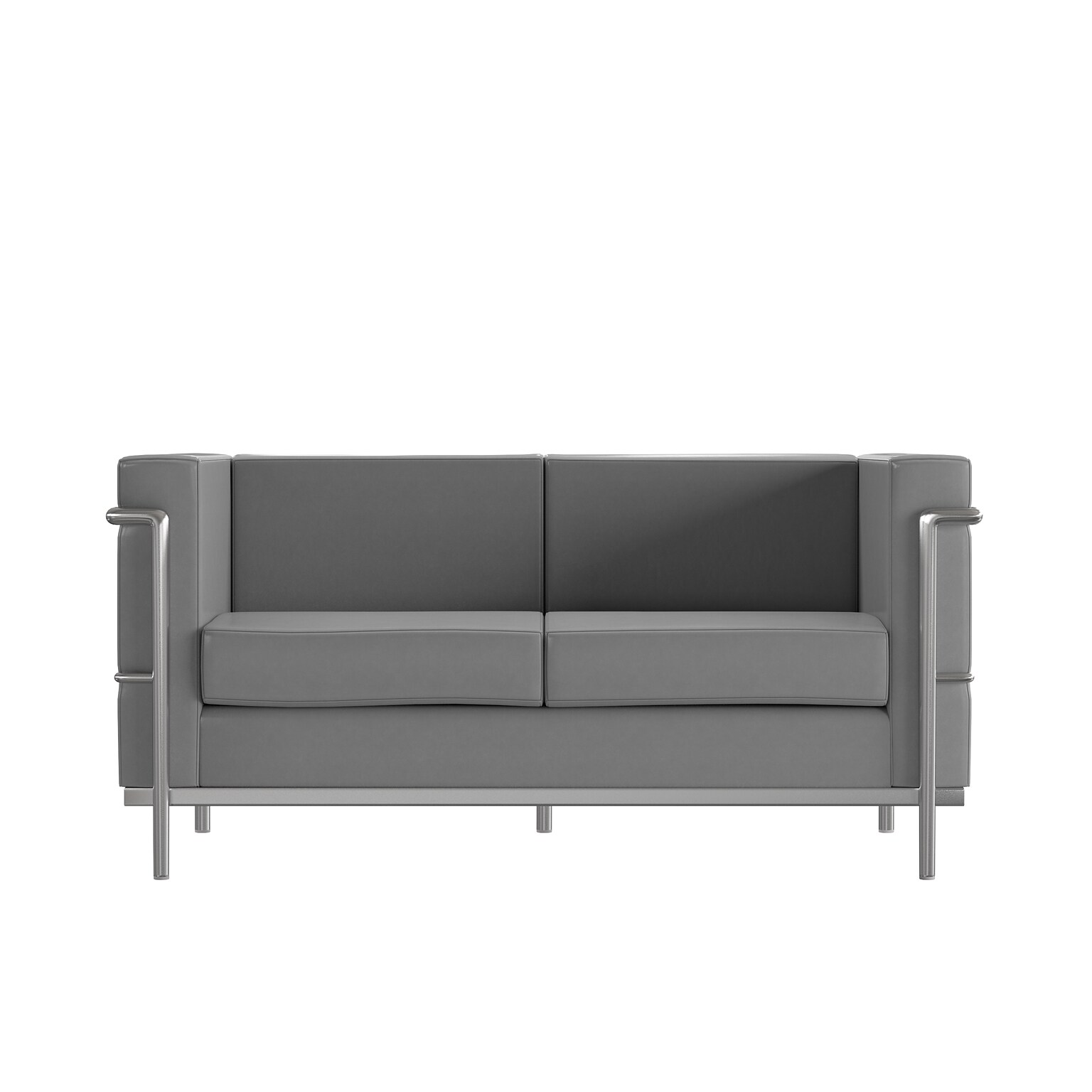 Flash Furniture HERCULES Regal Series 57 LeatherSoft Loveseat with Encasing Frame, Gray (ZBREG8102LSGY)