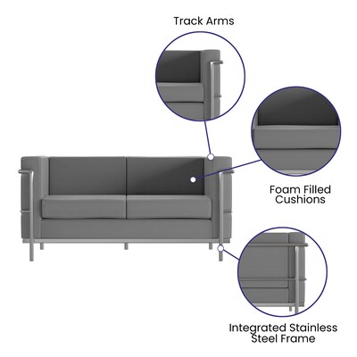 Flash Furniture HERCULES Regal Series 57" LeatherSoft Loveseat with Encasing Frame, Gray (ZBREG8102LSGY)