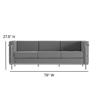 Flash Furniture HERCULES Regal Series 79" LeatherSoft Sofa with Encasing Frame, Gray (ZBREG8103SOFGY)