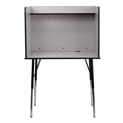 Flash Furniture 36"W Stand-Alone Study Carrel with Top Shelf, Nebula Grey (MTM6221SSCGREY)