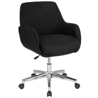 Flash Furniture Rochelle Fabric Swivel Mid-Back Chair, Black (BT1172BLKF)