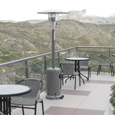 Flash Furniture Sol 40,000 BTU Portable Outdoor Propane Patio Heater, Silver (NANHSSAGHSL)