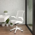Flash Furniture Kelista Ergonomic Mesh Swivel Mid-Back Task Office Chair, White with White Frame (BL