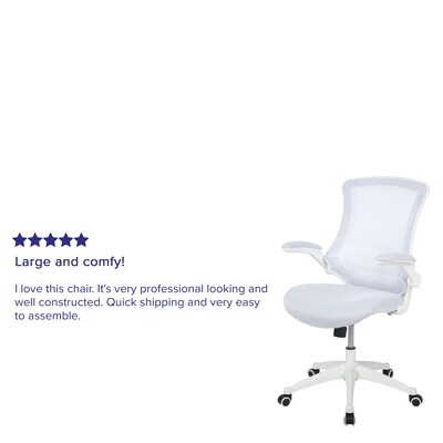 Flash Furniture Kelista Ergonomic Mesh Swivel Mid-Back Task Office Chair, White with White Frame (BLX5MWHWH)