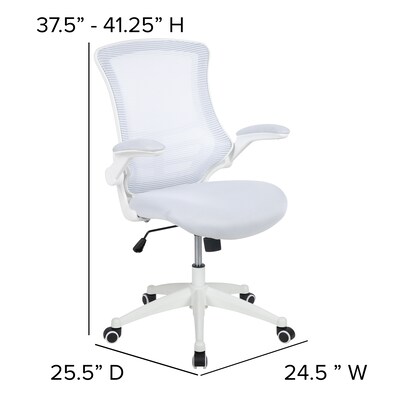 Flash Furniture Kelista Ergonomic Mesh Swivel Mid-Back Task Office Chair, White with White Frame (BLX5MWHWH)