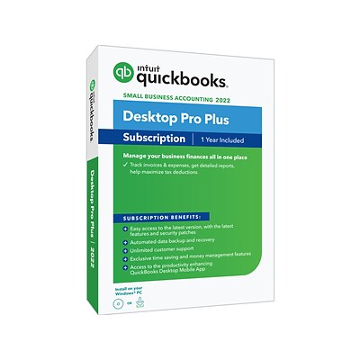 QuickBooks Desktop Pro Plus 2022 1-Year Subscription for 1 User, Windows, CD/Download (5100083)