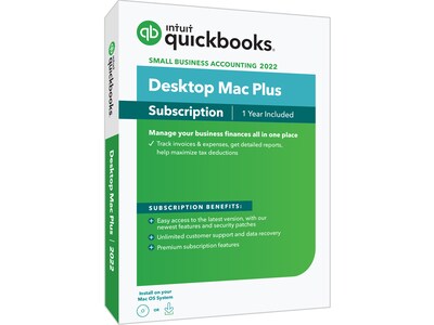 QuickBooks Desktop Mac Plus 2022, 1-Year Subscription for 1 User, macOS, CD/Download (5100165)