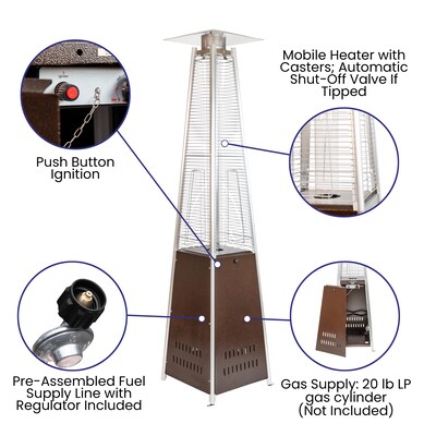 Flash Furniture Sol 42,000 BTU Portable Outdoor Propane Patio Heater, Bronze (NANFSDC02BR)