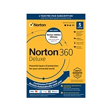 Norton 360 Deluxe & Utilities Ultimate Bundle for 5 Devices, Windows/Mac/Android/iOS,  Product Key C