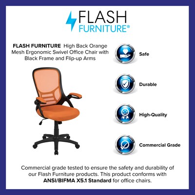 Flash Furniture Porter Ergonomic Mesh Swivel High Back Office Chair, Orange/Black (HL00161BKOR)