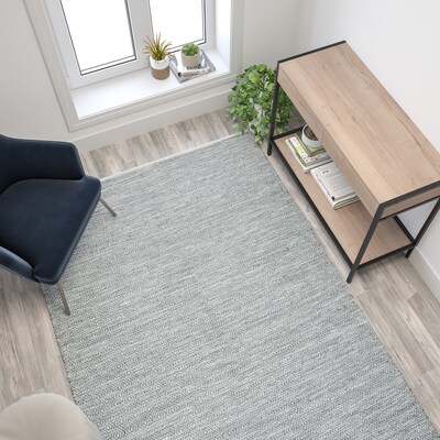 Flash Furniture Abbott Polypropylene 89" x 58" Rectangular Handwoven Rug, Gray (CI20939757BL)