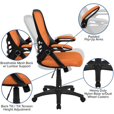 Flash Furniture Porter Ergonomic Mesh Swivel High Back Office Chair, Orange/Black (HL00161BKOR)