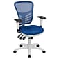 Flash Furniture Nicholas Ergonomic Mesh Swivel Mid-Back Multifunction Executive Office Chair, Blue/White Frame (HL0001WHBLUE)