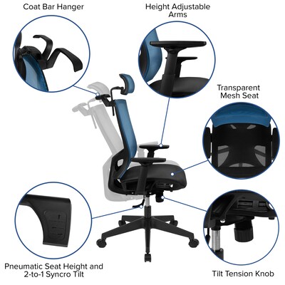 Flash Furniture Layla Ergonomic Mesh Swivel Office Chair, Blue/Black (H28091KYBL)