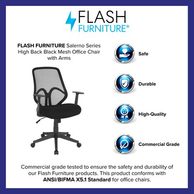 Flash Furniture Salerno Series Ergonomic Mesh Swivel High Back Office Chair, Black (GOWY193AABK)