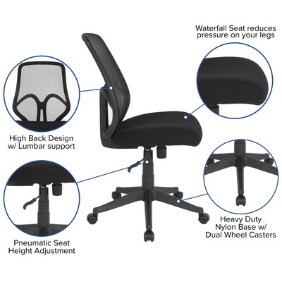 Flash Furniture Salerno Series Armless Ergonomic Mesh Swivel High Back Office Chair, Black (GOWY193ABK)