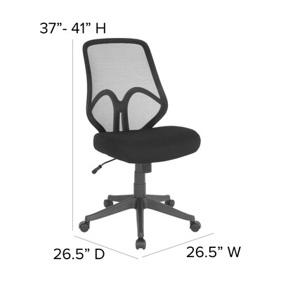 Flash Furniture Salerno Series Armless Ergonomic Mesh Swivel High Back Office Chair, Black (GOWY193ABK)